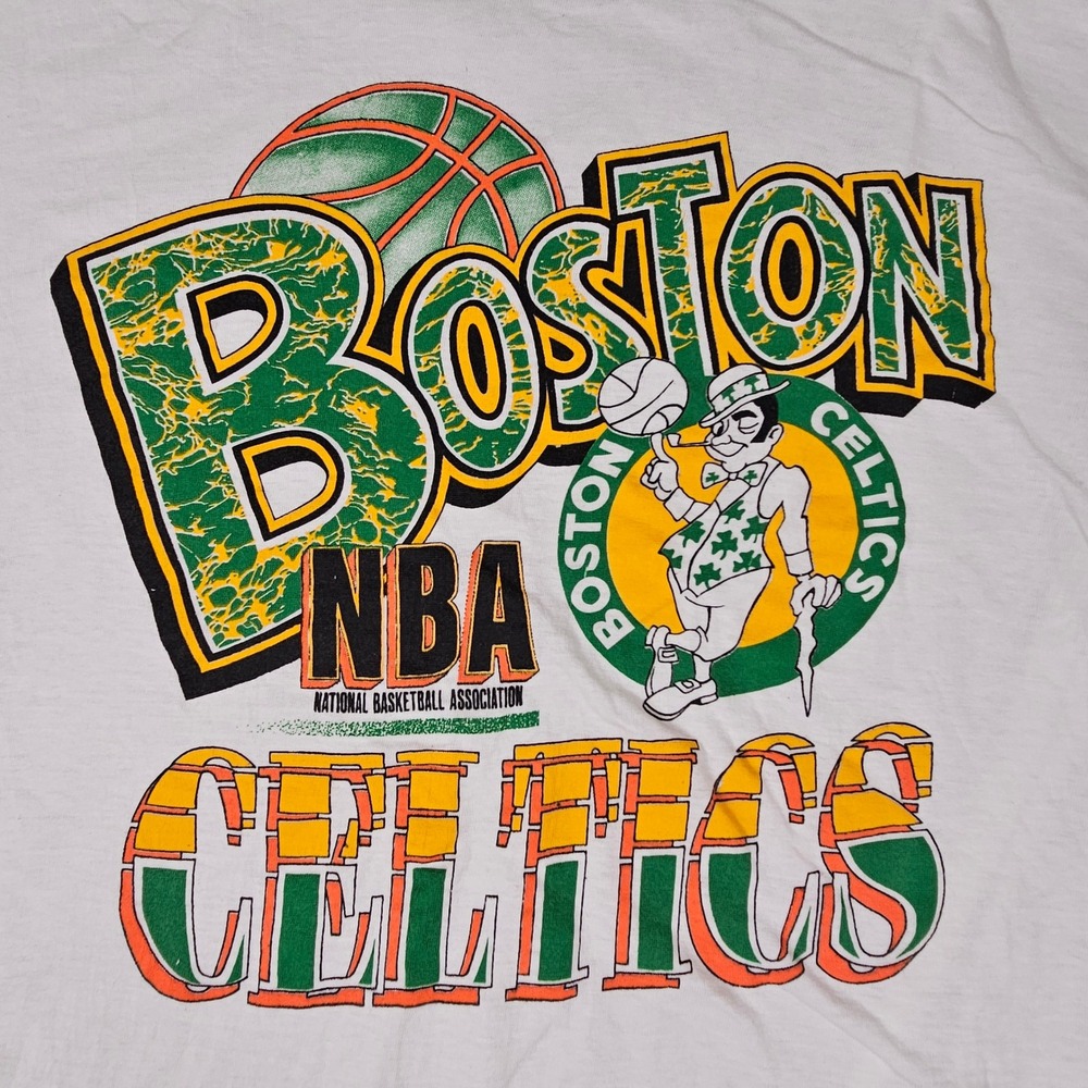 Vintage Union Gulf Boston Celtics NBA T-Shirt Mens Large White Single Stitch 90s